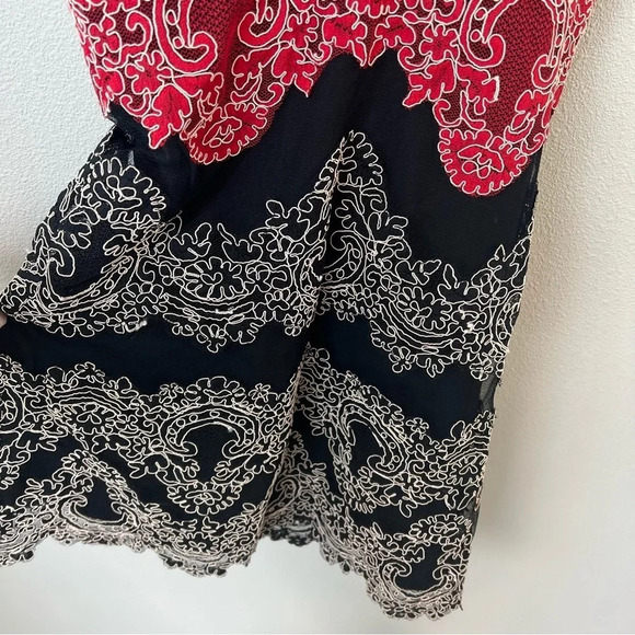 NWOT Sandro Isobel Lace Mini Dress Red Black New Designer Women’s Small - Picture 4 of 12